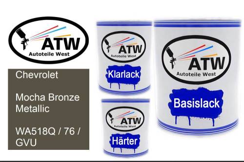 Chevrolet, Mocha Bronze Metallic, WA518Q / 76 / GVU: 1L Lackdose + 1L Klarlack + 500ml Härter - Set, von ATW Autoteile West.